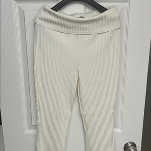 wild fable Cream Ribbed Fold-Over Waist Pants